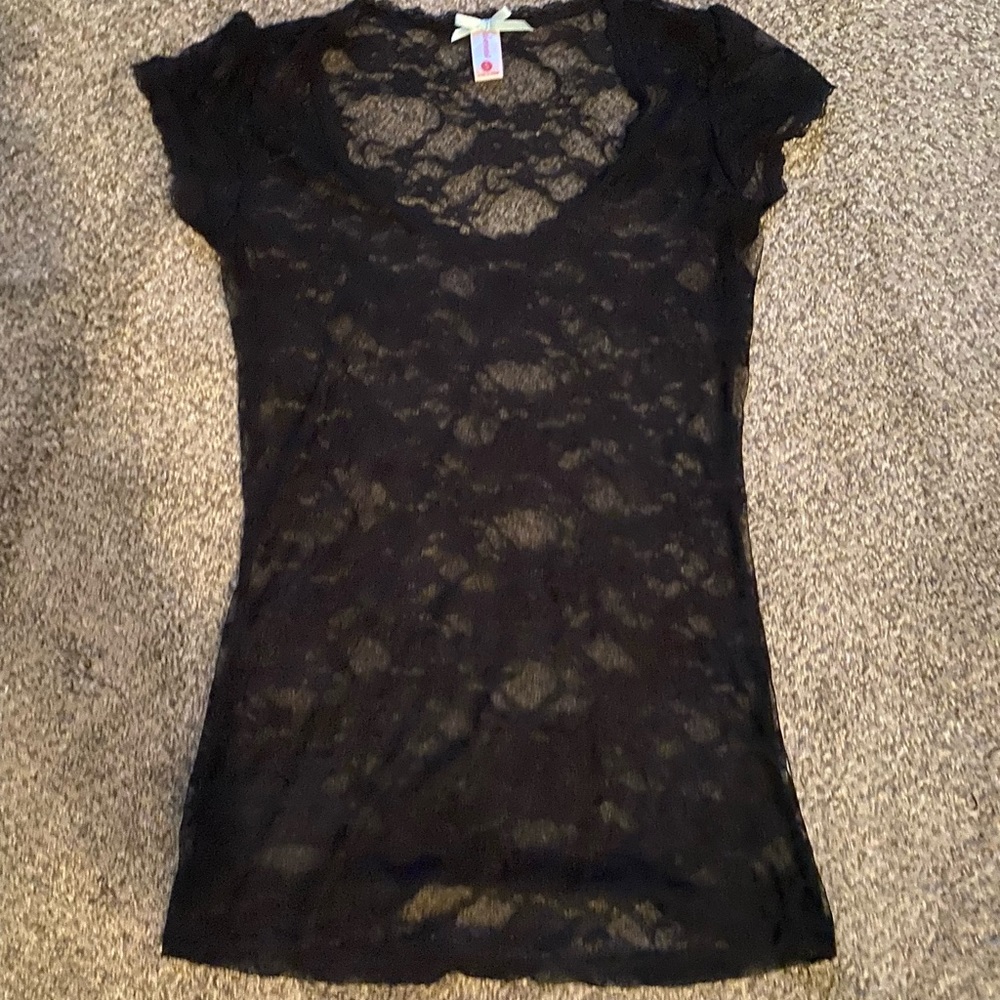 Sheer black lace shirt